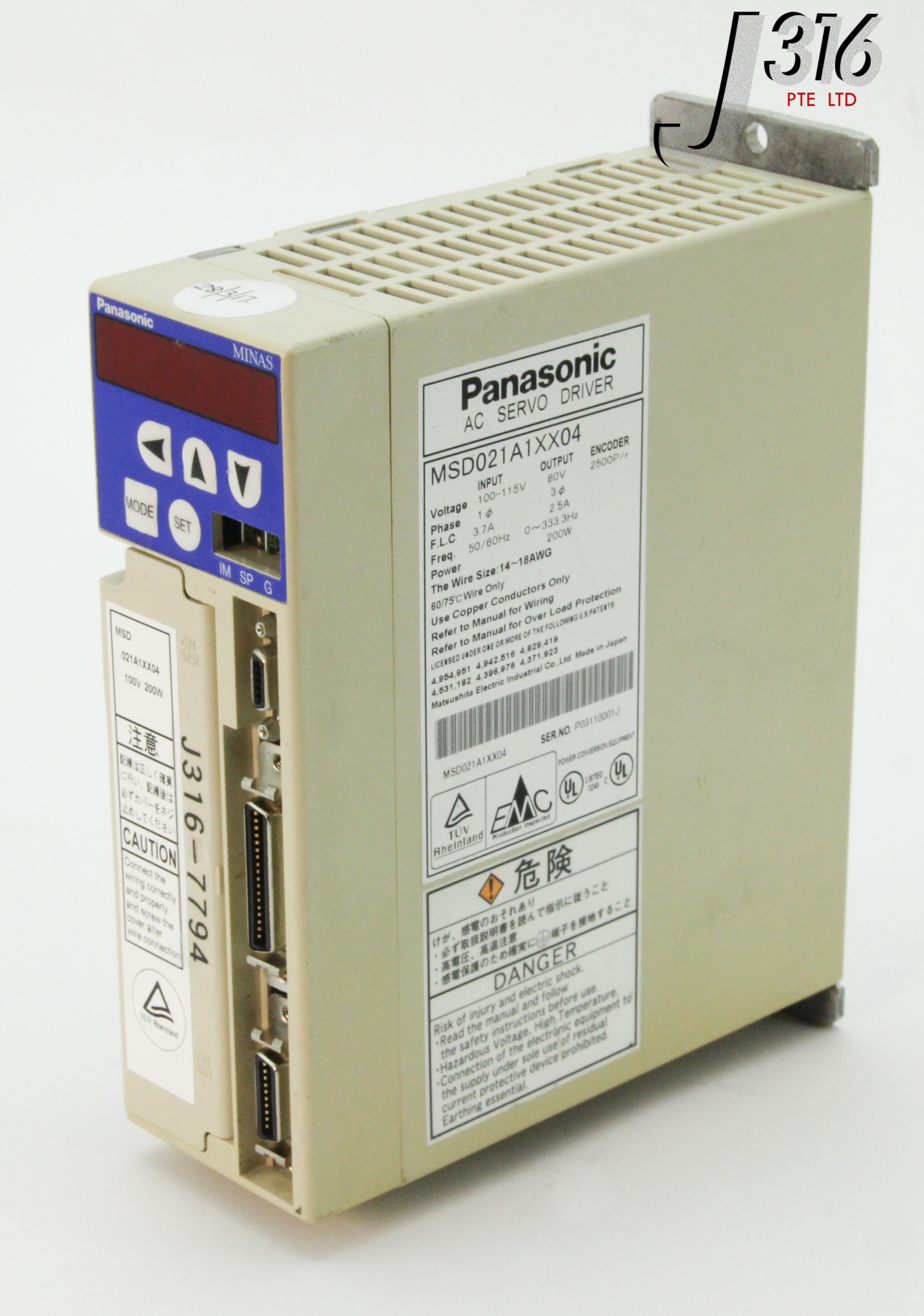 7794 PANASONIC AC SERVO DRIVER MSD021A1XX04